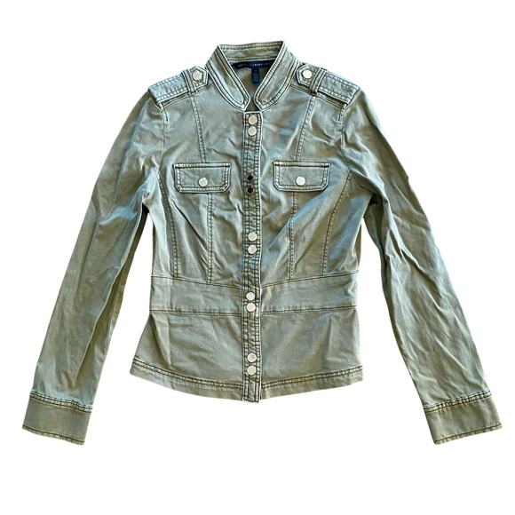 White House Black Market Jackets & Blazers - White House Black Market Olive Green Cotton Military Jacket Womens 0